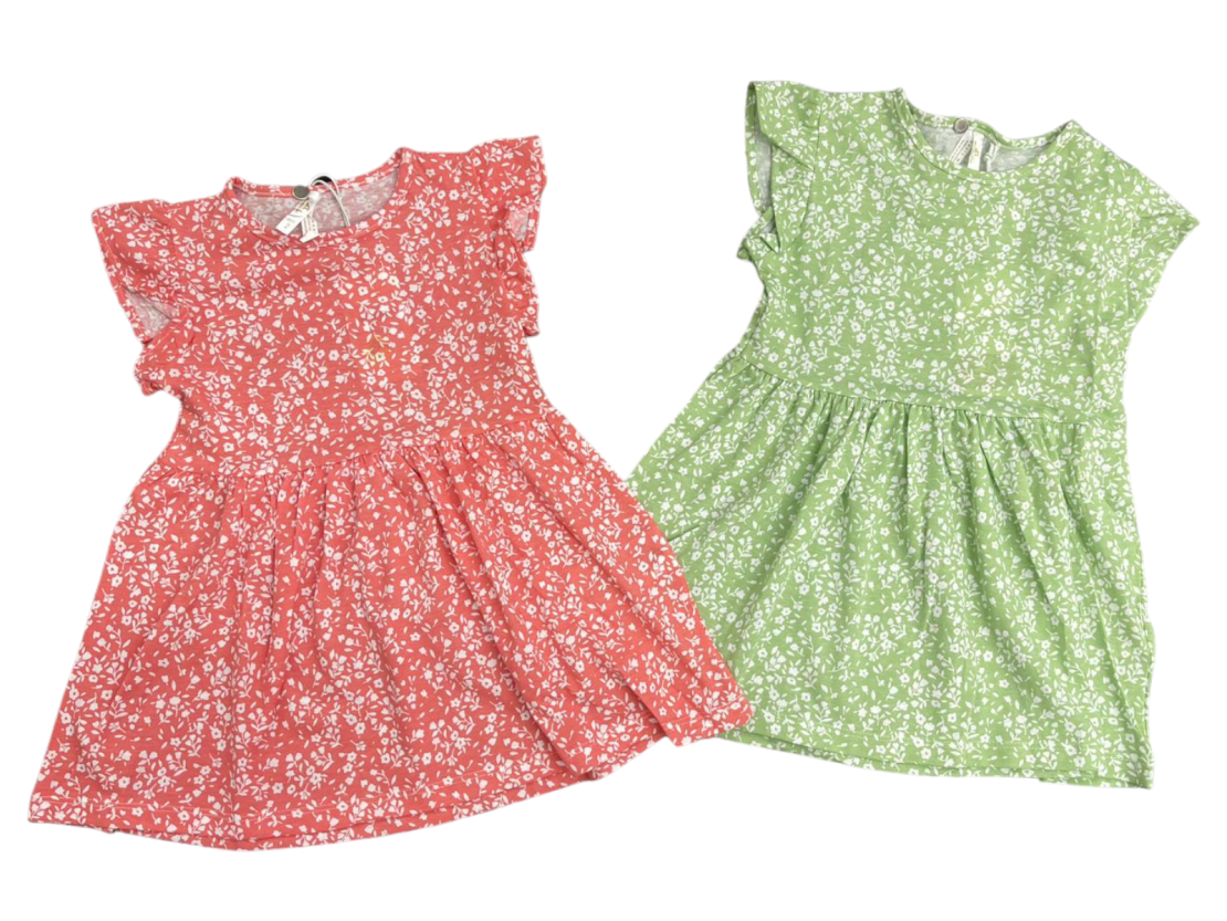 שמלה קיץ מדוגמת פרחים (ירוק/אפרסק/אופוויט/כחול) 2-10 בנות