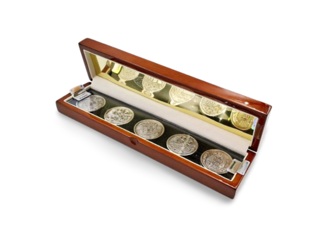 set of pure silver redeemable coins in a luxurious package