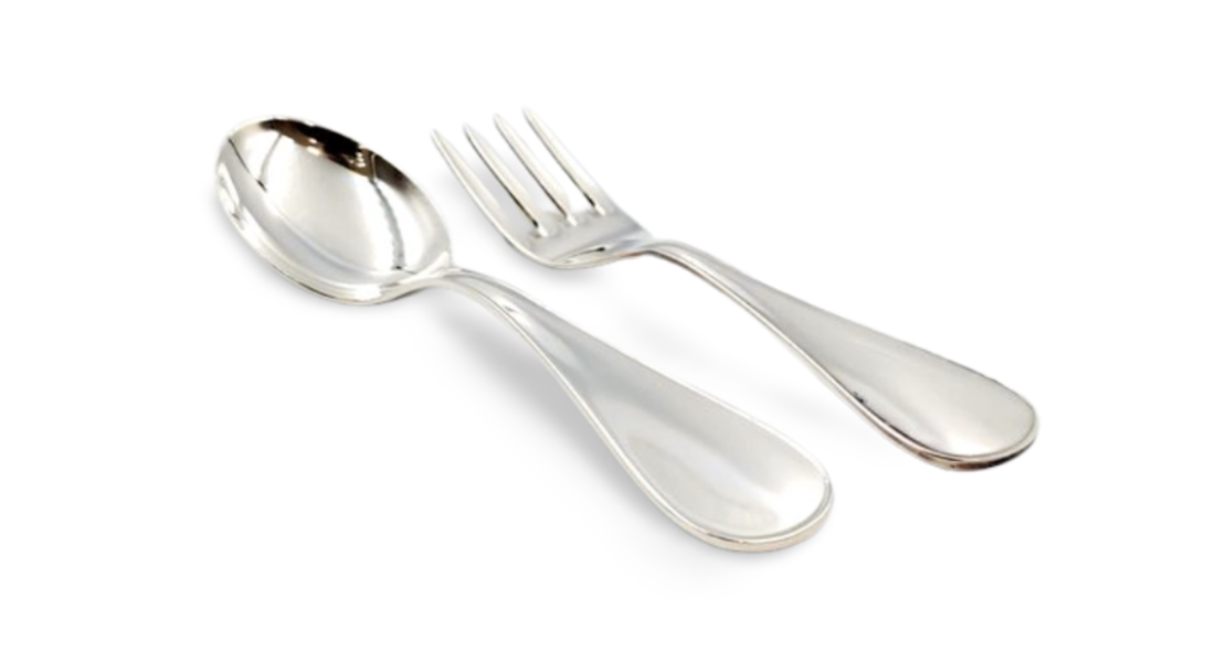 Spoon and fork set for baby