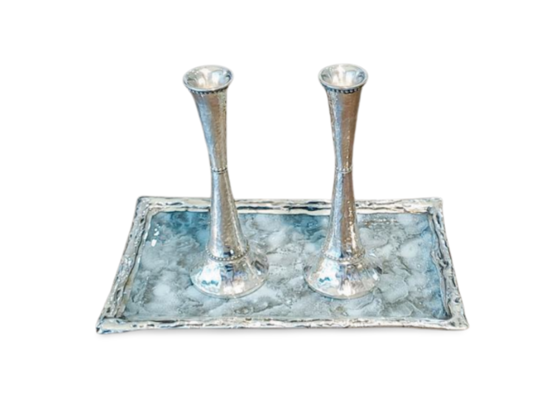 Candlestick / liqueur tray Frosted glass