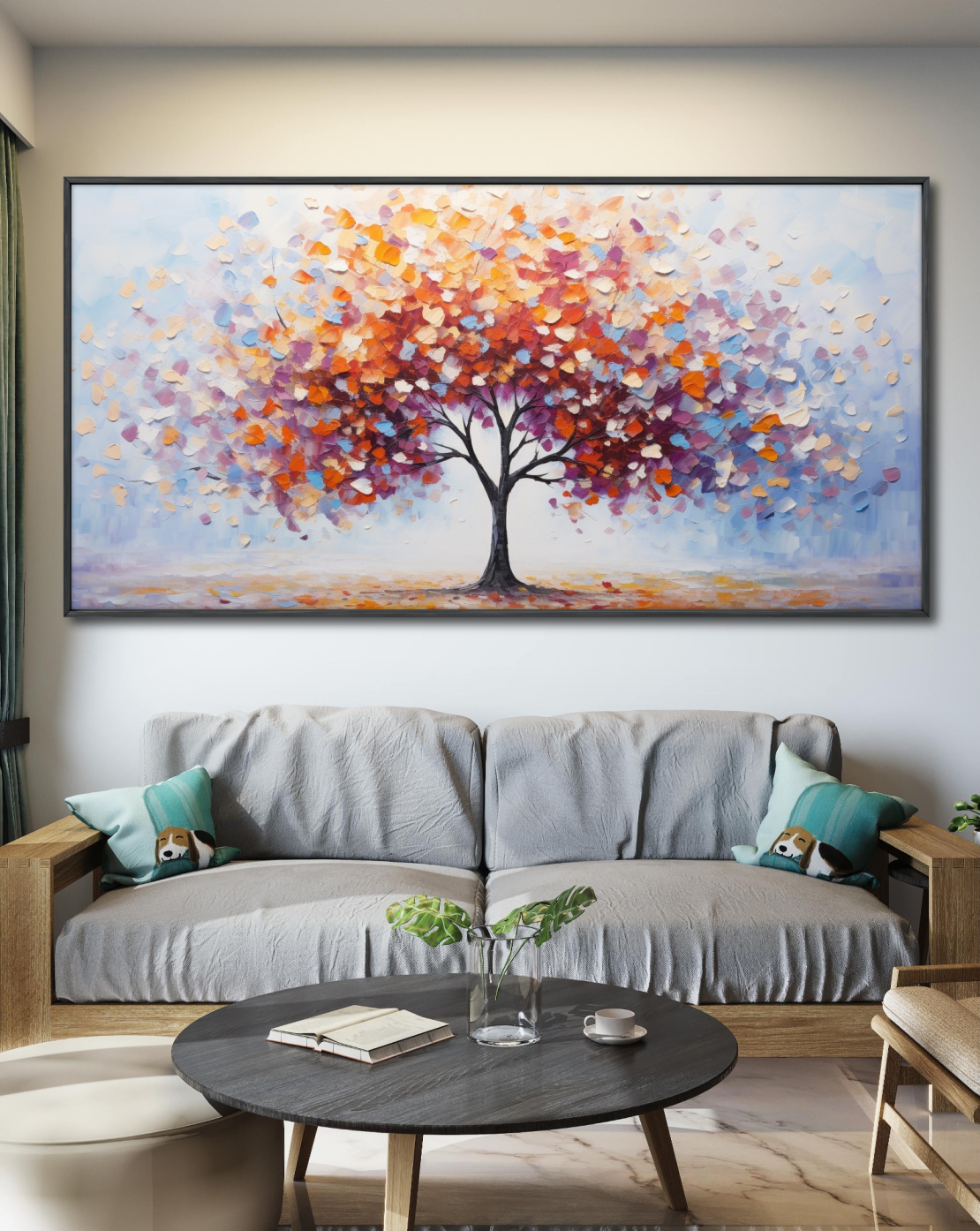 תמונת קנבס צבעונית לסלון בסגנון עצים 