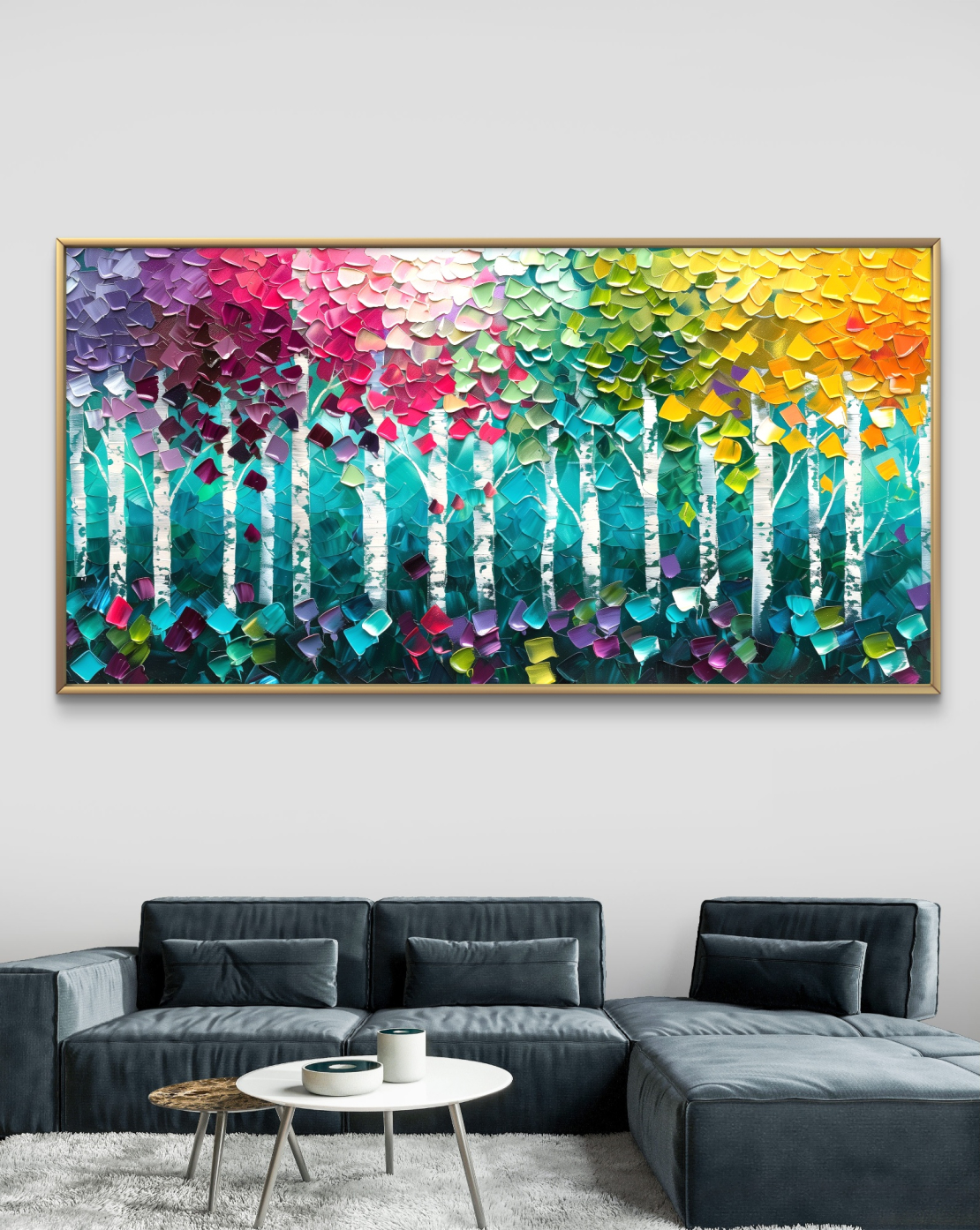 תמונת קנבס צבעונית לסלון בסגנון עצים 