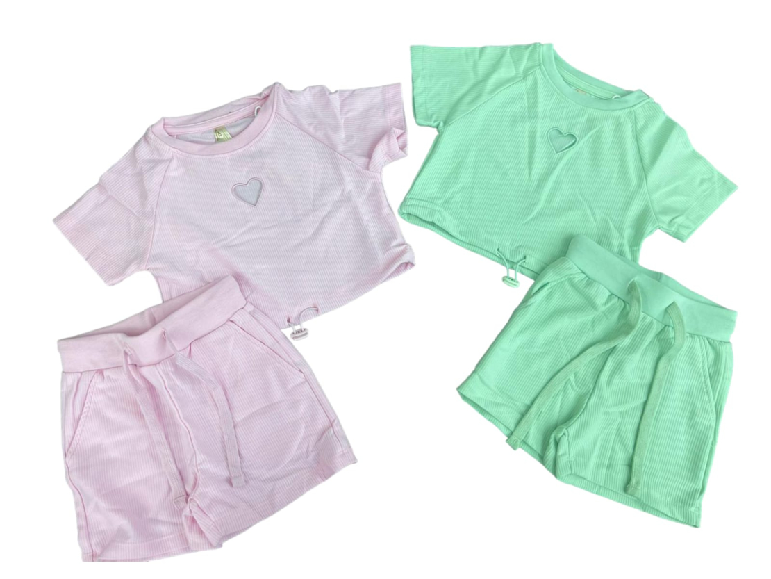 חליפה ריב מדוגמת 4-12 בנות (לבן/ורוד/ירוק/סגול)