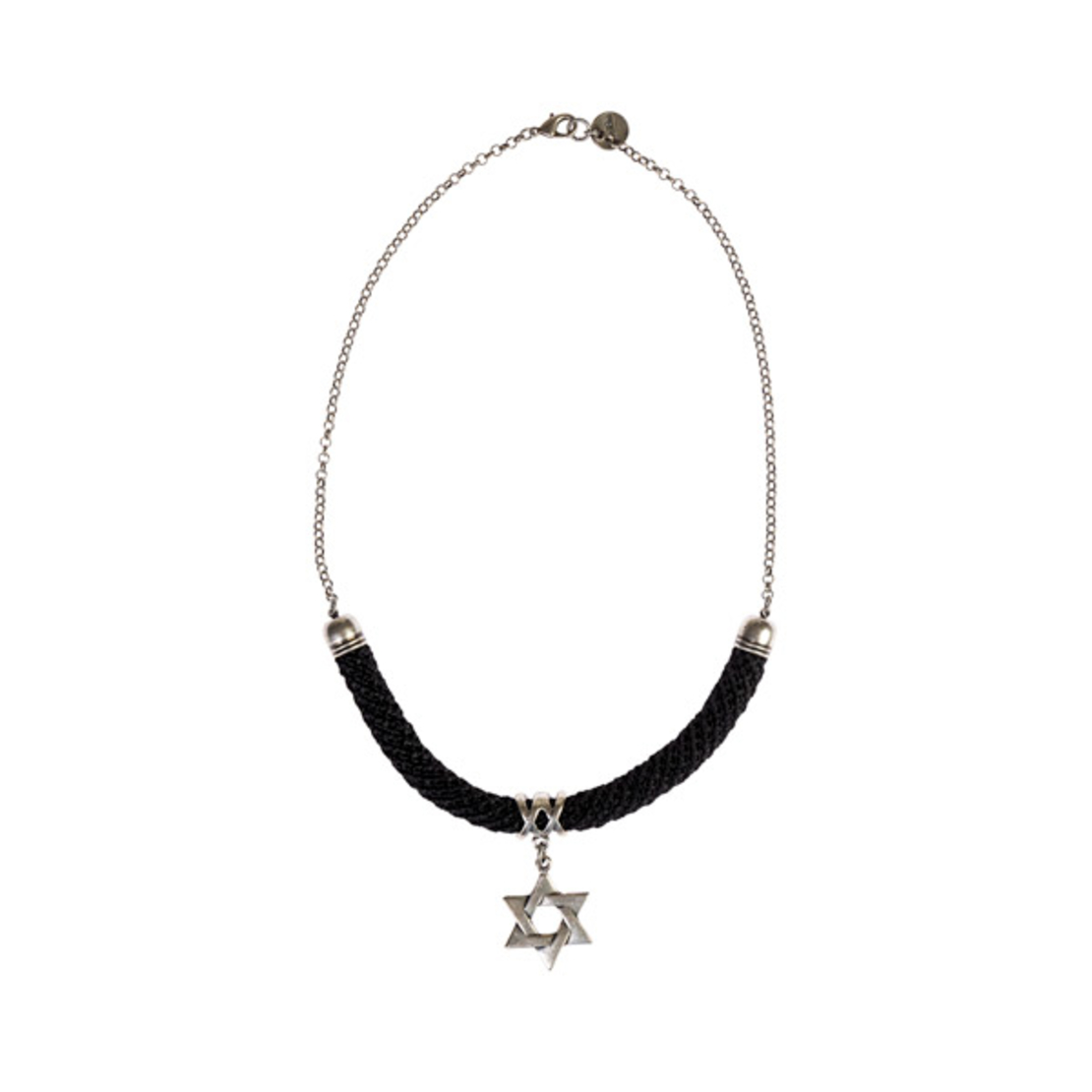 שרשרת מגן דוד לאישה בצבע שחור תליון כסף | דגם ירושלים