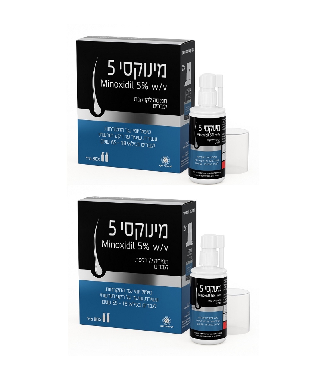 מינוקסי 5% לגברים רביעייה במבצע - לנשירה Minoxi 5%