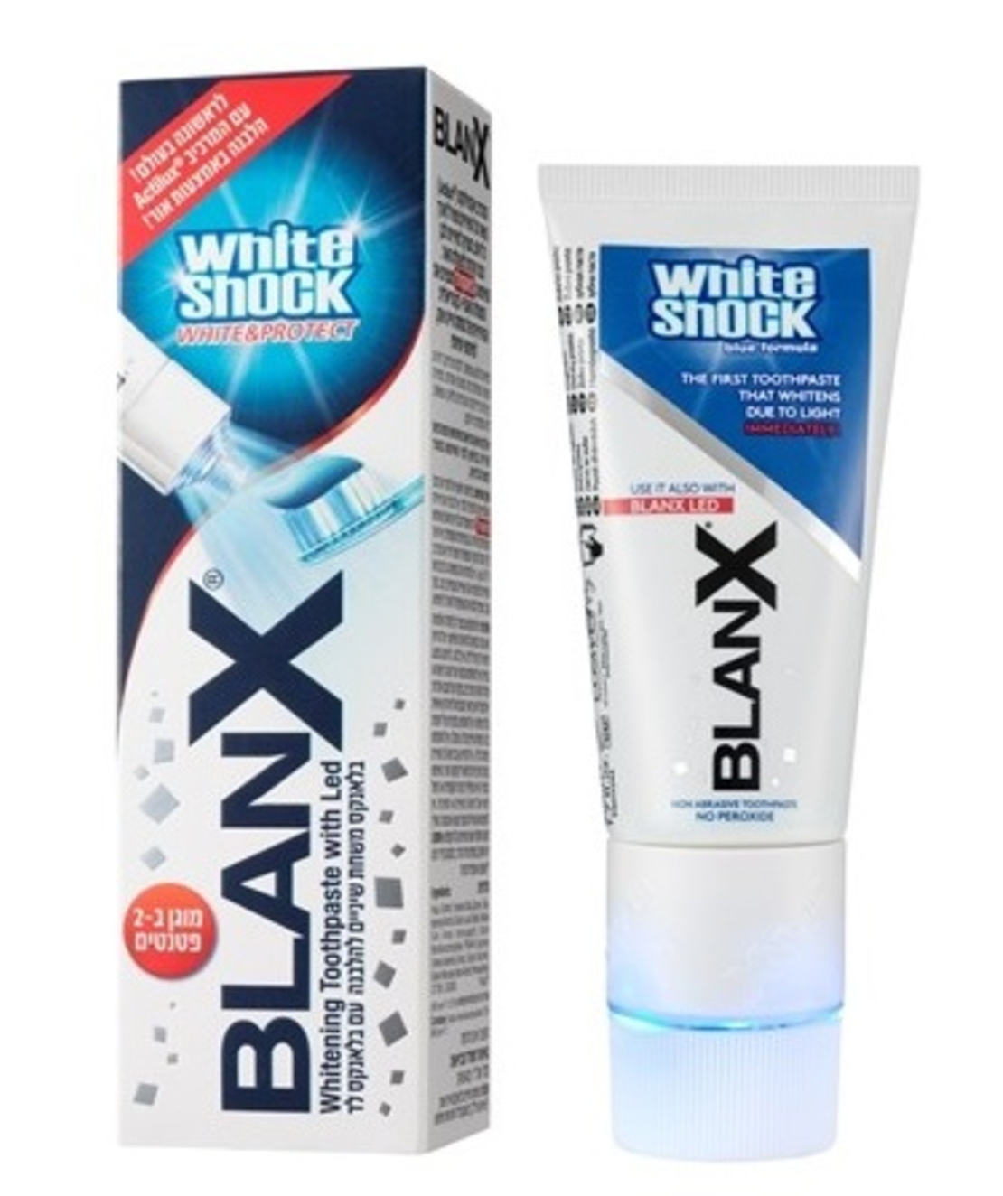 בלאנקס וויט שוק משחת שיניים עם לד BlanX White Shock Led