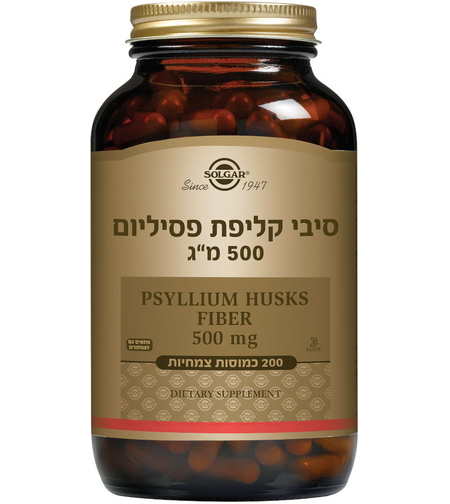 סולגאר סיבי קליפת פסיליום 500 מ"ג 200 כמוסות צמחיות