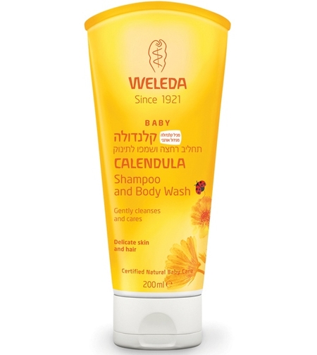 וולדה - תחליב רחצה ושמפו קלנדולה לתינוק Calendula Shampoo and Body Wash