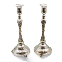 Large pure silver candlesticks